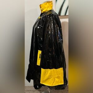 Members Only VINTAGE Black and Yellow vinyl 100% Trench Coat
